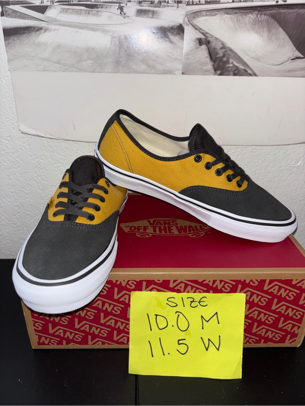 Vans Two-Tone Black and Mustard Low-Top Canvas Sneakers